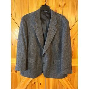Vintage Palm Beach Lined Wool Blazer Dark Gray Herringbone READ Size 52 (5404)